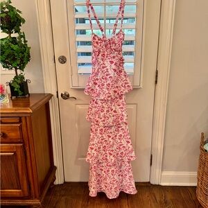 Selfie Leslie Midi Pink Ruffle Dress